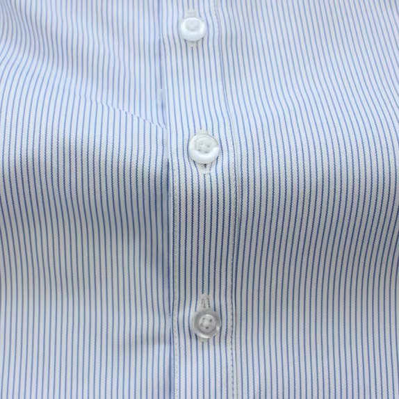 Γυναικείο ριγέ πουκάμισο από βαμβάκι-πολυεστέρα – εφαρμοστό, V-λαιμό, μακριά μανίκια