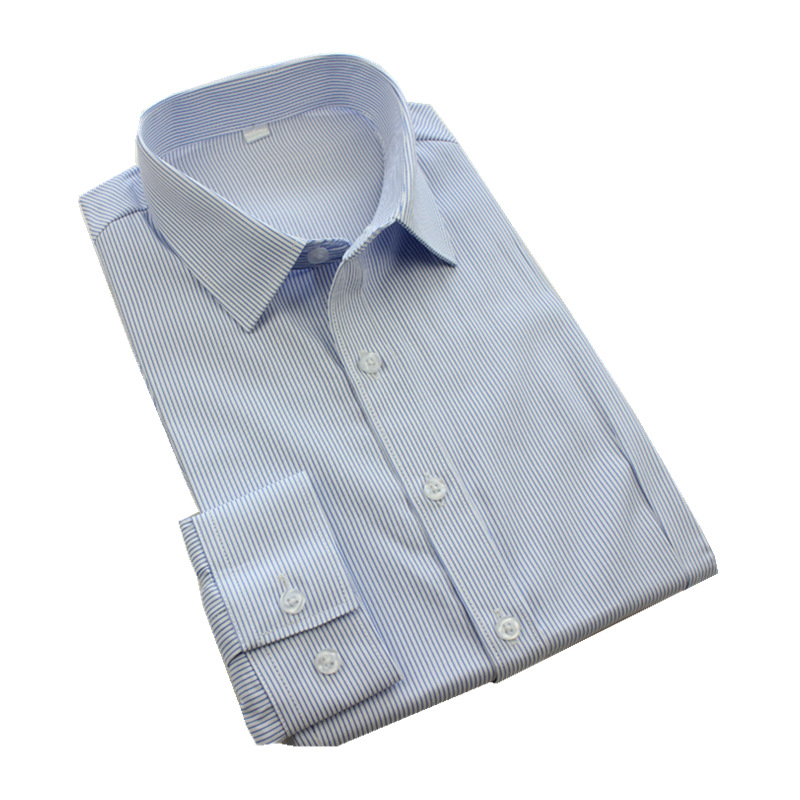 Γυναικείο ριγέ πουκάμισο από βαμβάκι-πολυεστέρα – εφαρμοστό, V-λαιμό, μακριά μανίκια