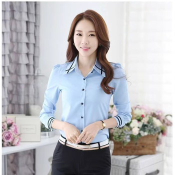 Cămașă de damă slim-fit cu mânecă lungă, guler polo, model solid, 80–90% poliester