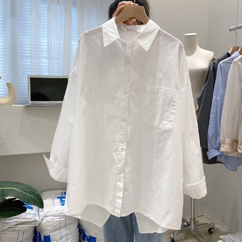 Cămașă, stil urban, croială lejeră, poliester, mâneci lungi, guler polo