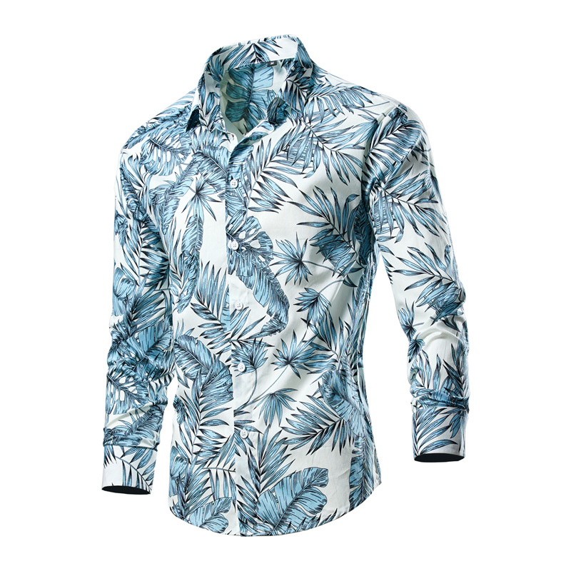 Košulja s floralnim uzorkom, slim-fit, duge rukave, široki ovratnik, poliester.