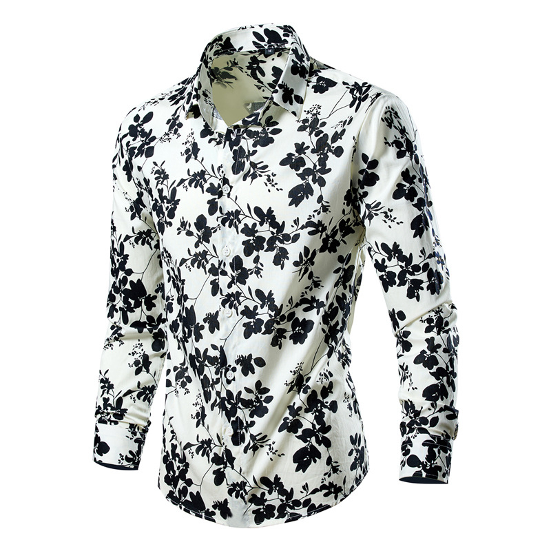 Košulja s floralnim uzorkom, slim-fit, duge rukave, široki ovratnik, poliester.