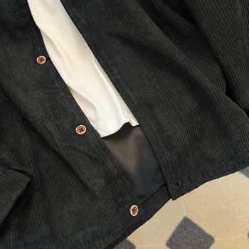Corduroy košulja-jakna, pliš flis podstava, dugi rukav, šiljasti ovratnik, korejski stil, jesen-zima