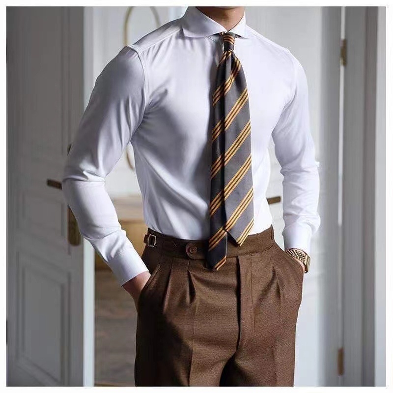 Košula Slim-fit s golom one-character, duge rukave, bez glačanja, otporna na bore, poliester smjesa (91-95%)