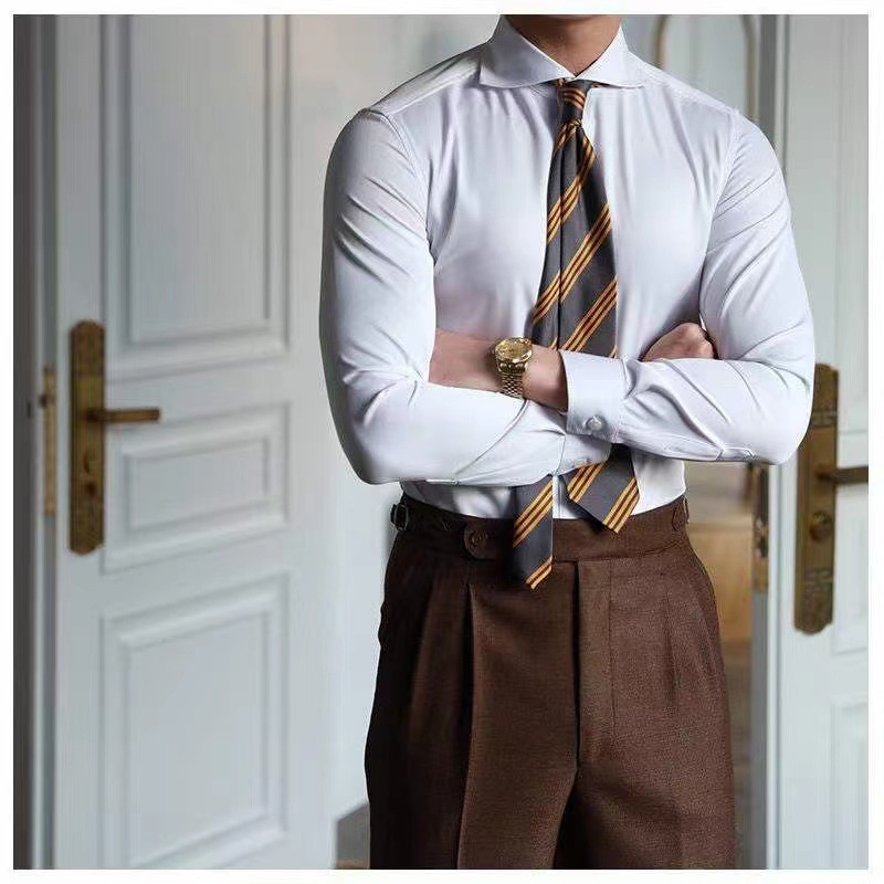 Košula Slim-fit s golom one-character, duge rukave, bez glačanja, otporna na bore, poliester smjesa (91-95%)