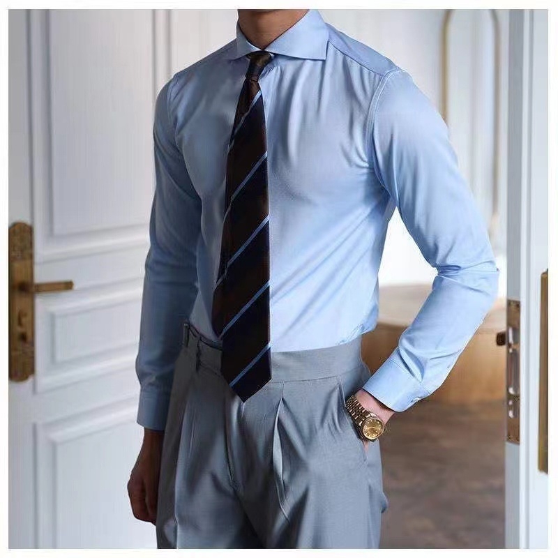 Košula Slim-fit s golom one-character, duge rukave, bez glačanja, otporna na bore, poliester smjesa (91-95%)