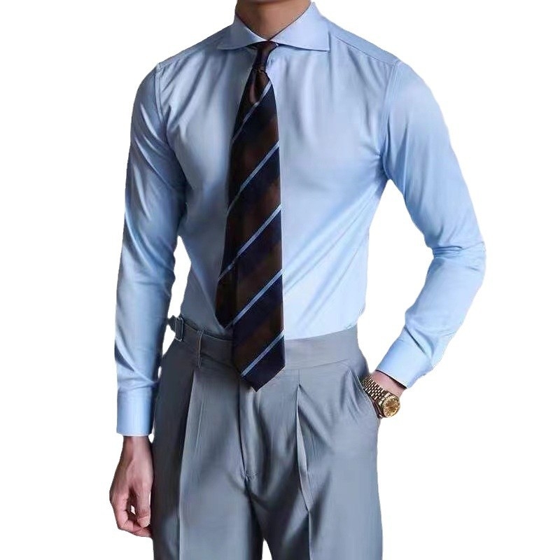 Košula Slim-fit s golom one-character, duge rukave, bez glačanja, otporna na bore, poliester smjesa (91-95%)