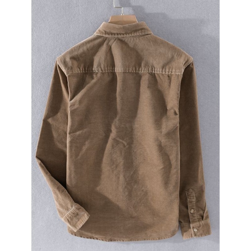 Corduroy košulja s dugim rukavima, japanski retro stil kardigan, opuštena kroj, kvadratni ovratnik, glavna tkanina poliester 91-95%