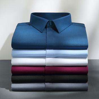 Férfi ing (bambuszrost és poliészter-spandex keveréke; négyzet alakú gallér; hosszú ujj; koreai stílusú kardigán; karcsú szabás)