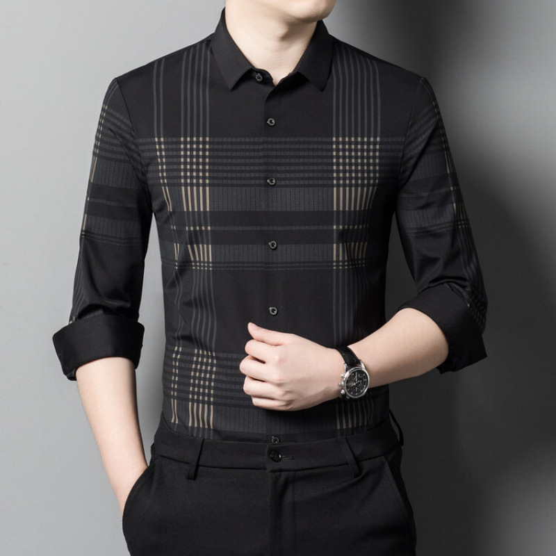 Muška košulja s dugim rukavima, prugasta, od konoplje, slim fit, široki ovratnik, 100% konoplje