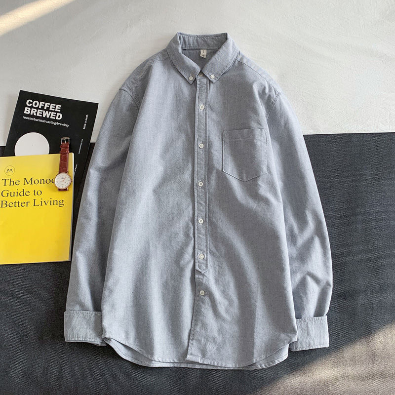 Muška košulja od Oxford tkanine s dugim rukavima, flis podstava, debela pamuk, casual slim-fit, modern stil