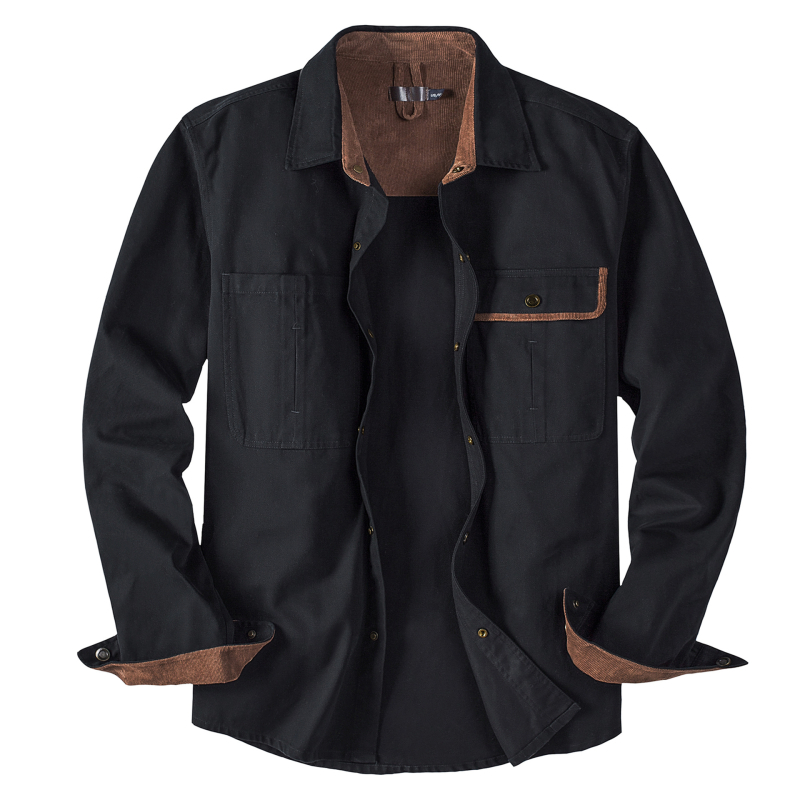 Muška košulja od pamuka s ovratnikom tip lapel, dugi rukav, slobodan kroj, Corduroy