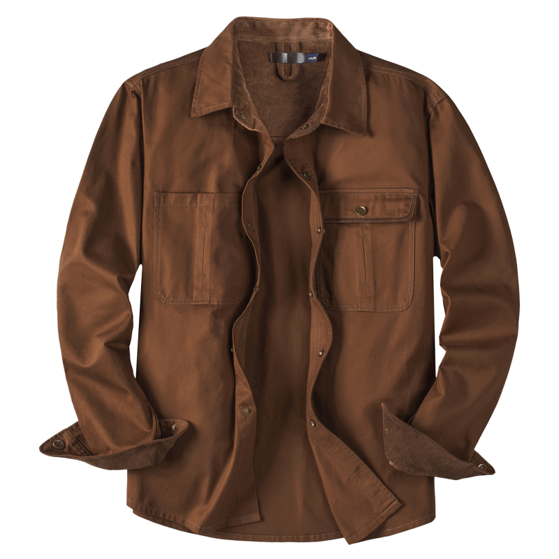 Muška košulja od pamuka s ovratnikom tip lapel, dugi rukav, slobodan kroj, Corduroy