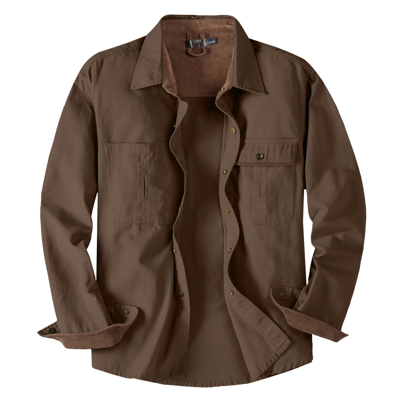 Muška košulja od pamuka s ovratnikom tip lapel, dugi rukav, slobodan kroj, Corduroy