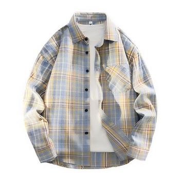 Kardigán-stílusú ing kockás mintával, laza szabás, hosszú ujjú, poliészter anyag