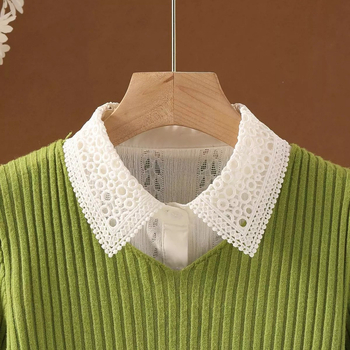 Eraldatav pitsist kaelus naistele, universaalne särkide ja kampsunite jaoks, vaskmaterjal, talv 2022 väljaanne