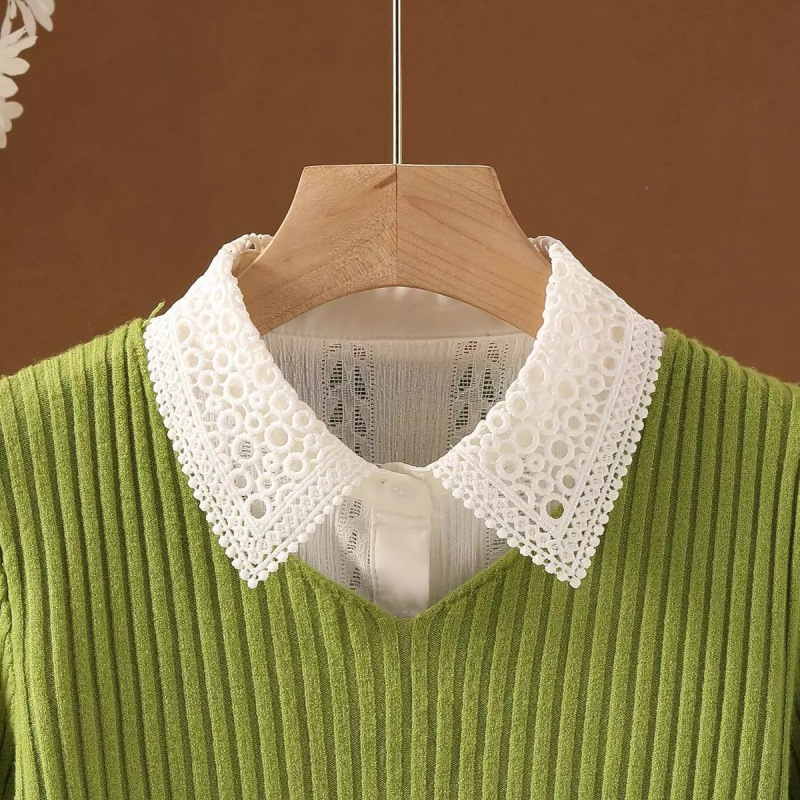 Eraldatav pitsist kaelus naistele, universaalne särkide ja kampsunite jaoks, vaskmaterjal, talv 2022 väljaanne