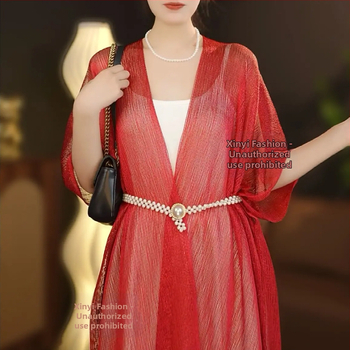 Pikk sall lillemustriga ja päikesekaitsega, Jaapani ja Koreaga stiilidest inspireeritud, sobib suveks, kevadeks ja sügiseks