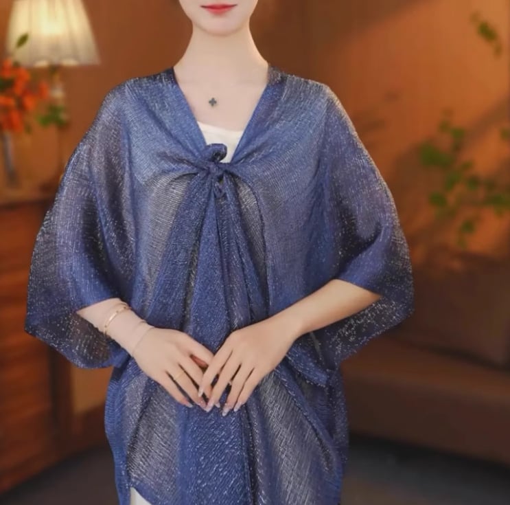 Pikk sall lillemustriga ja päikesekaitsega, Jaapani ja Koreaga stiilidest inspireeritud, sobib suveks, kevadeks ja sügiseks