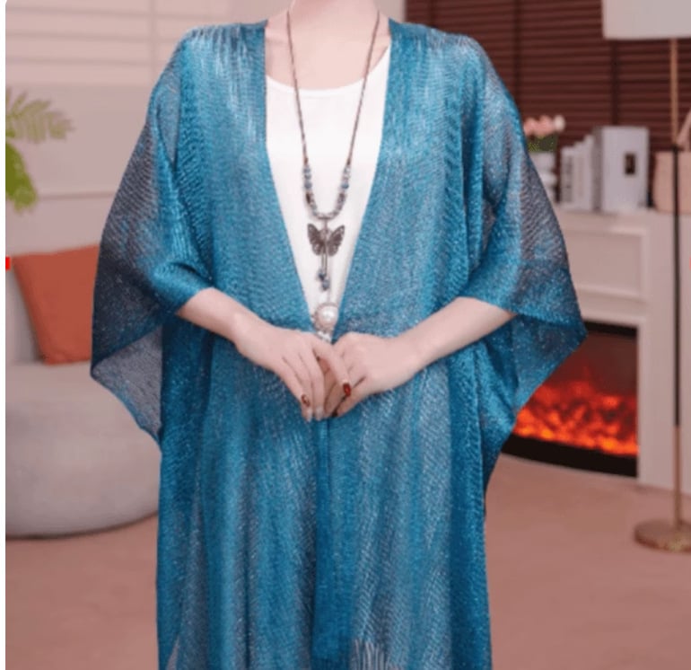 Pikk sall lillemustriga ja päikesekaitsega, Jaapani ja Koreaga stiilidest inspireeritud, sobib suveks, kevadeks ja sügiseks