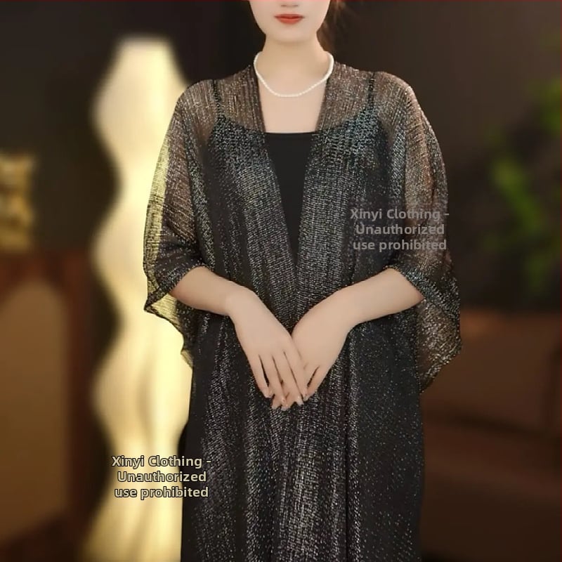 Pikk sall lillemustriga ja päikesekaitsega, Jaapani ja Koreaga stiilidest inspireeritud, sobib suveks, kevadeks ja sügiseks