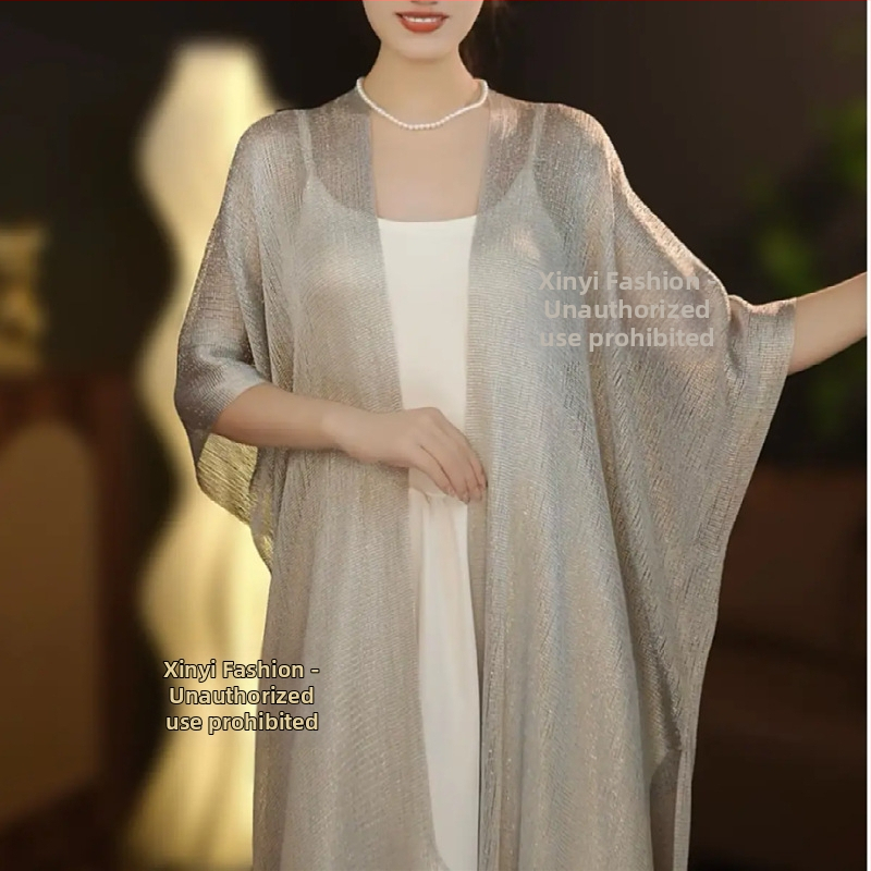 Pikk sall lillemustriga ja päikesekaitsega, Jaapani ja Koreaga stiilidest inspireeritud, sobib suveks, kevadeks ja sügiseks