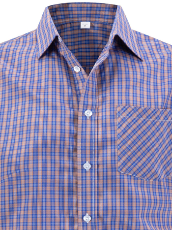 Cămașă cu model în carouri, poliester, mâneci lungi, croială mulată, buzunar decorativ