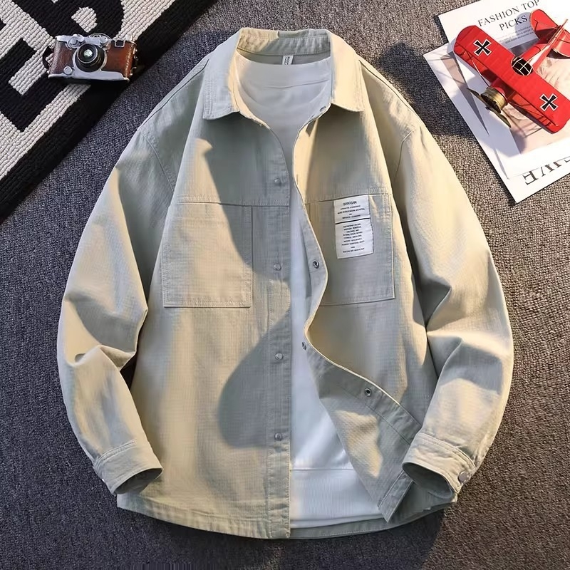 Muška košulja veće veličine, dugi rukavi, rever i ovratnik, top u stilu jakne, japanski streetwear za proljeće i jesen