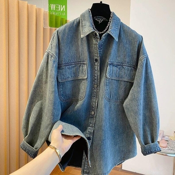 Košulja s polo ovratnikom, bez rukava, širokog kroja, korejski retro stil, Xiangyunsha tkanina