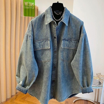 Košulja s polo ovratnikom, bez rukava, širokog kroja, korejski retro stil, Xiangyunsha tkanina
