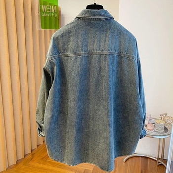 Košulja s polo ovratnikom, bez rukava, širokog kroja, korejski retro stil, Xiangyunsha tkanina