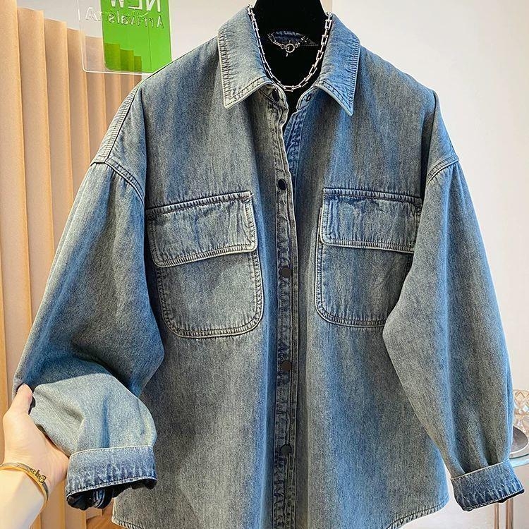 Košulja s polo ovratnikom, bez rukava, širokog kroja, korejski retro stil, Xiangyunsha tkanina
