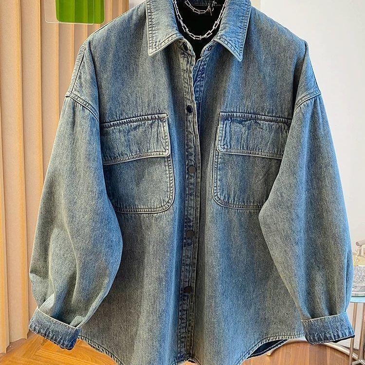 Košulja s polo ovratnikom, bez rukava, širokog kroja, korejski retro stil, Xiangyunsha tkanina