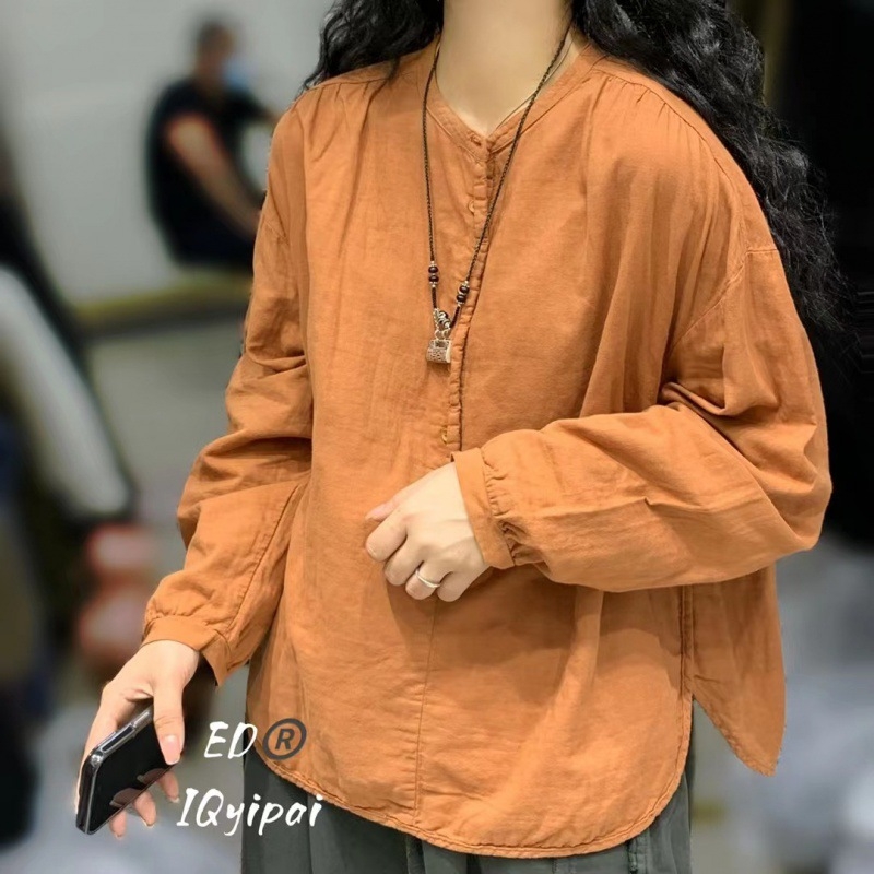 Pamut–len ing, egyszínű, patchwork stílus, laza szabás, kerek nyak