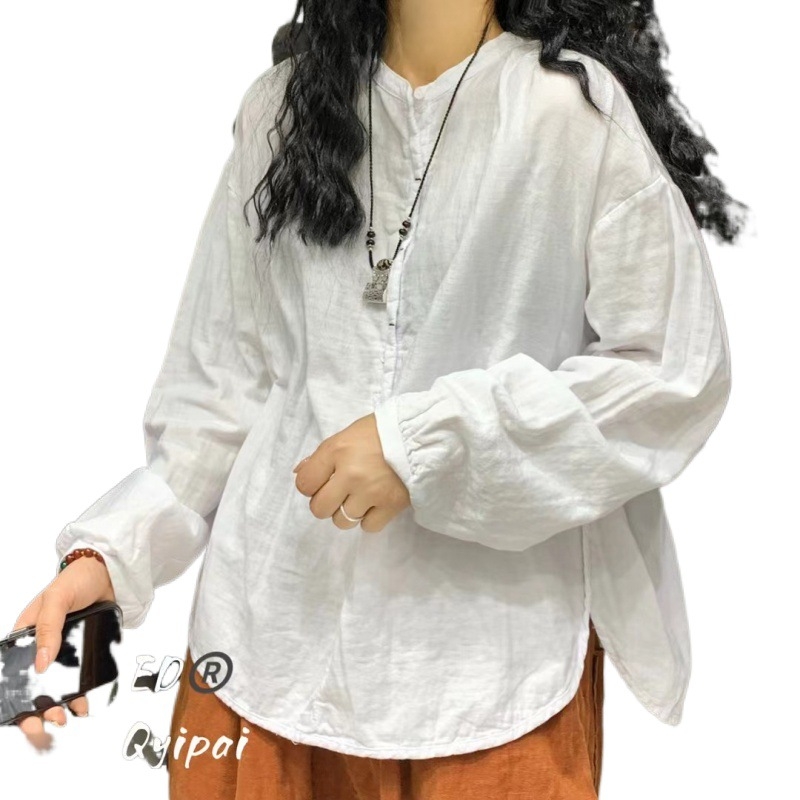 Pamut–len ing, egyszínű, patchwork stílus, laza szabás, kerek nyak