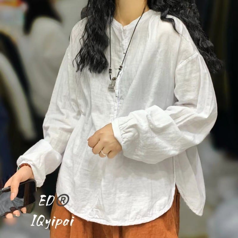 Pamut–len ing, egyszínű, patchwork stílus, laza szabás, kerek nyak