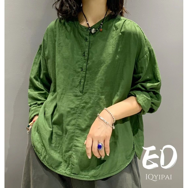 Pamut–len ing, egyszínű, patchwork stílus, laza szabás, kerek nyak