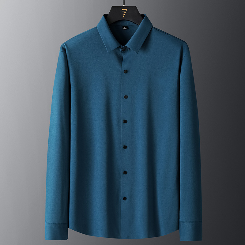 Nylon anyagú ing, slim fit, rever gallér, hosszú ujjú, vasalásmentes