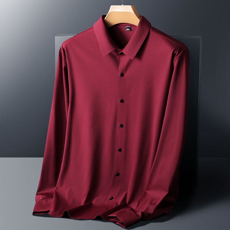 Nylon anyagú ing, slim fit, rever gallér, hosszú ujjú, vasalásmentes