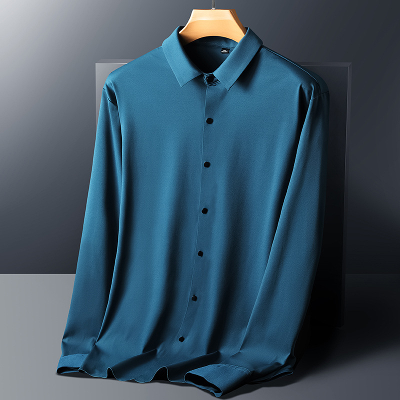 Nylon anyagú ing, slim fit, rever gallér, hosszú ujjú, vasalásmentes