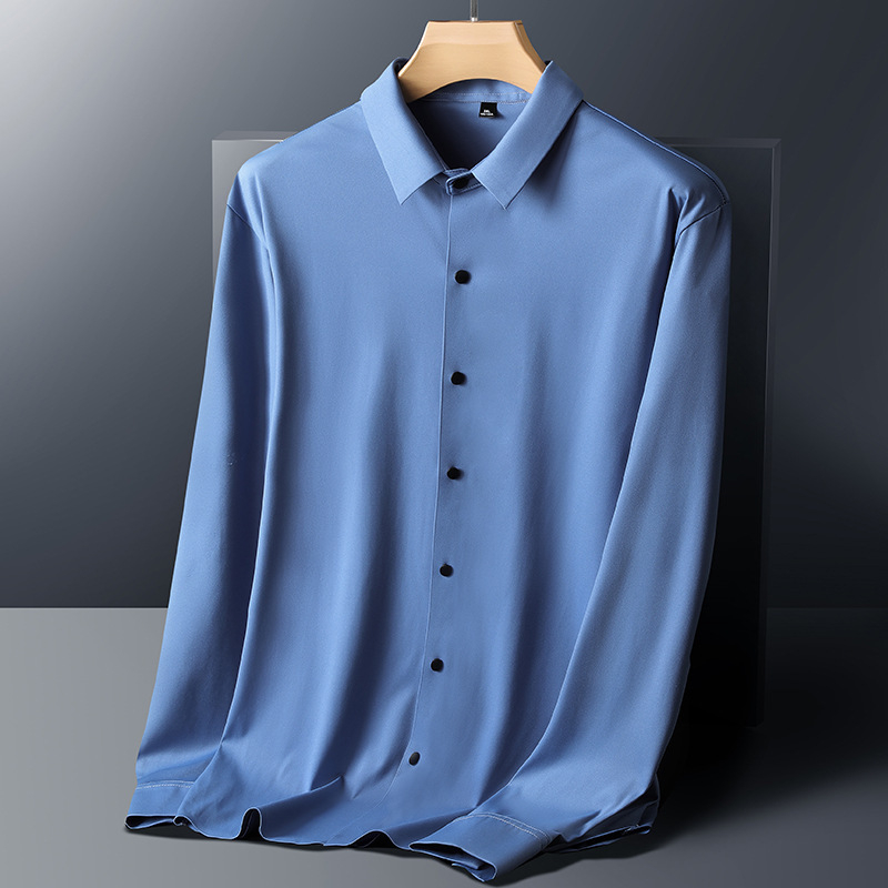 Nylon anyagú ing, slim fit, rever gallér, hosszú ujjú, vasalásmentes