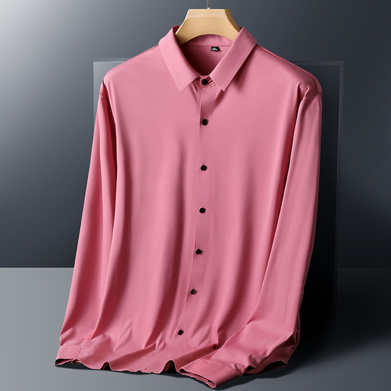 Nylon anyagú ing, slim fit, rever gallér, hosszú ujjú, vasalásmentes