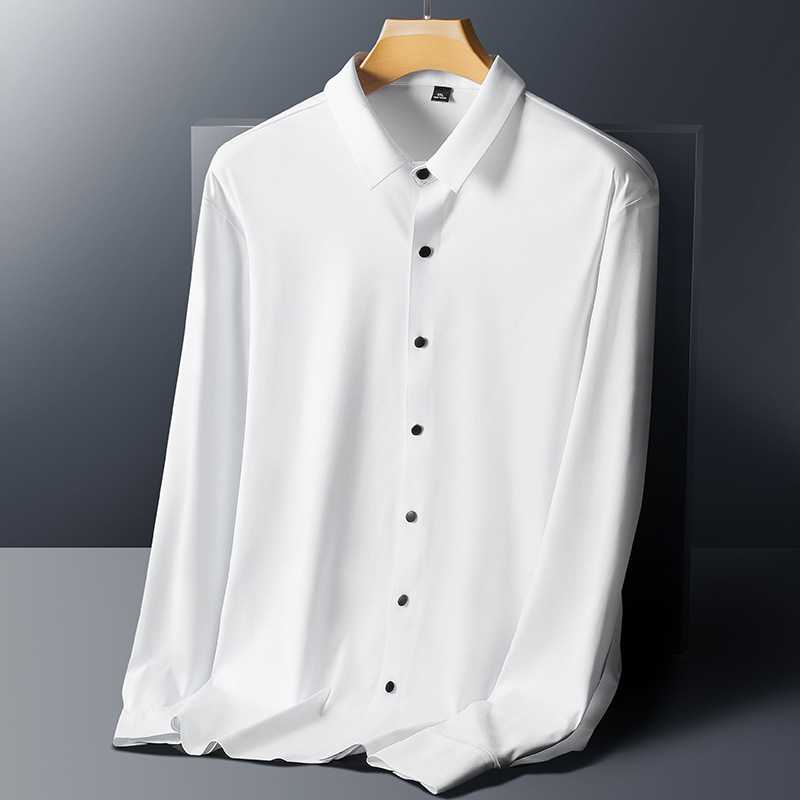 Nylon anyagú ing, slim fit, rever gallér, hosszú ujjú, vasalásmentes