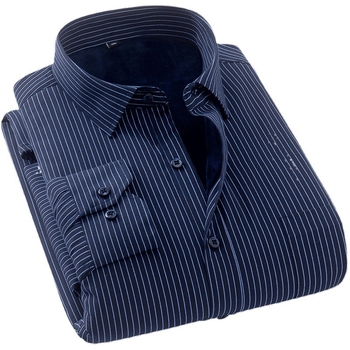 Téli melegséget fleece-béléssel, poliészter anyagból készült ing, lazább szabás