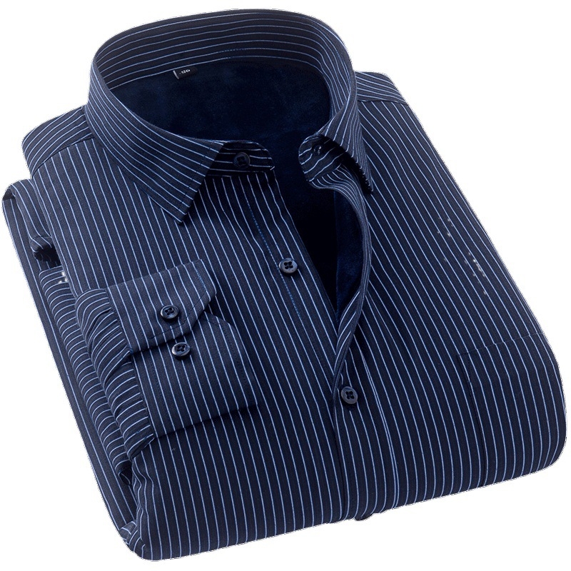 Téli melegséget fleece-béléssel, poliészter anyagból készült ing, lazább szabás