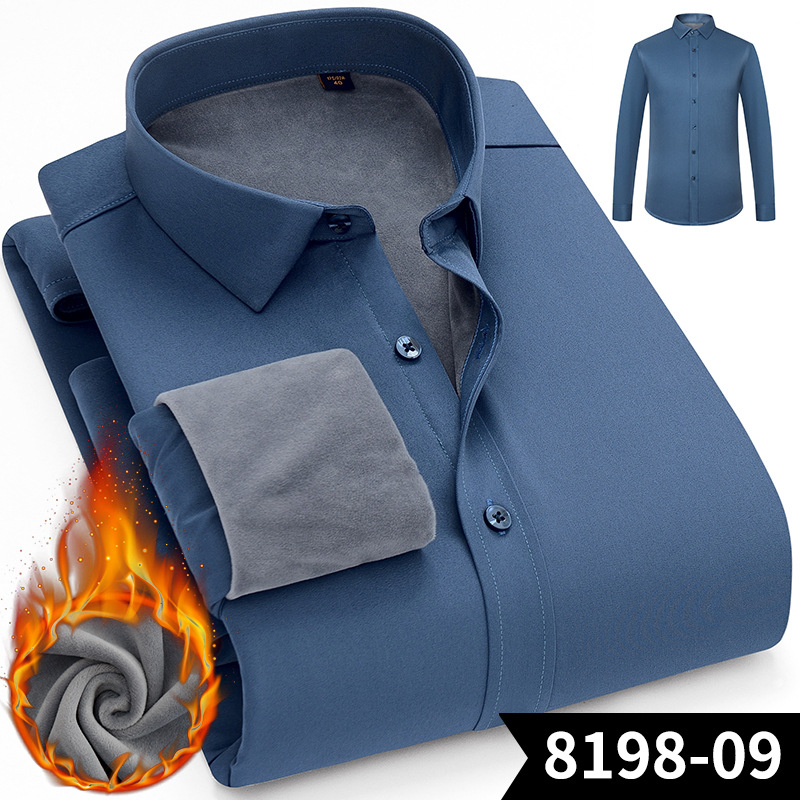 Téli melegséget fleece-béléssel, poliészter anyagból készült ing, lazább szabás