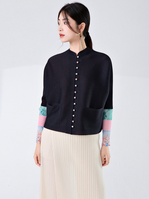 Cămașă cu stil chinezesc cardigan, poliester 95%+, model religios-etic, croială largă