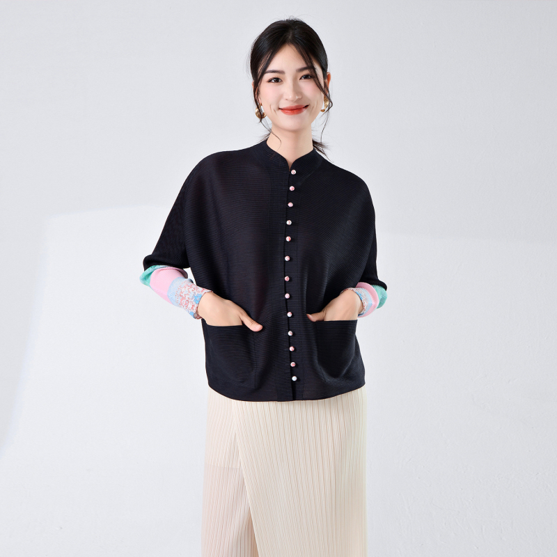 Cămașă cu stil chinezesc cardigan, poliester 95%+, model religios-etic, croială largă