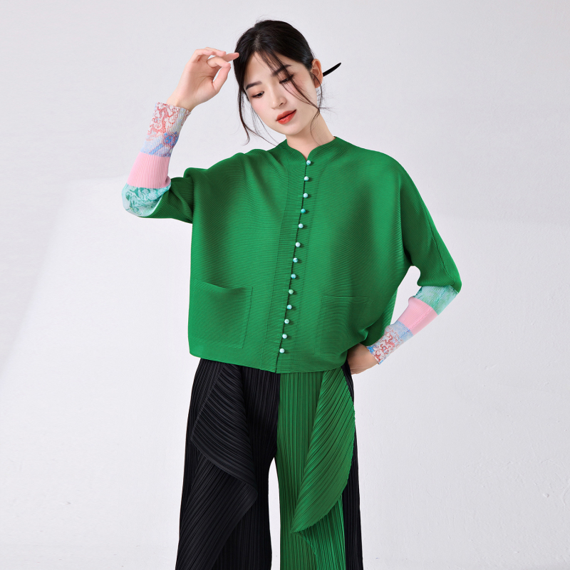 Cămașă cu stil chinezesc cardigan, poliester 95%+, model religios-etic, croială largă
