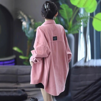 Риза (свободен силует; дълги ръкави; поло яка; средна дължина; полиестер)